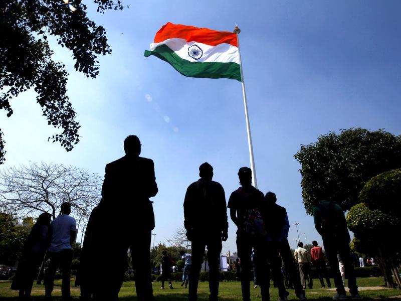 Corporate Republic Day flag hoisting celebration in office